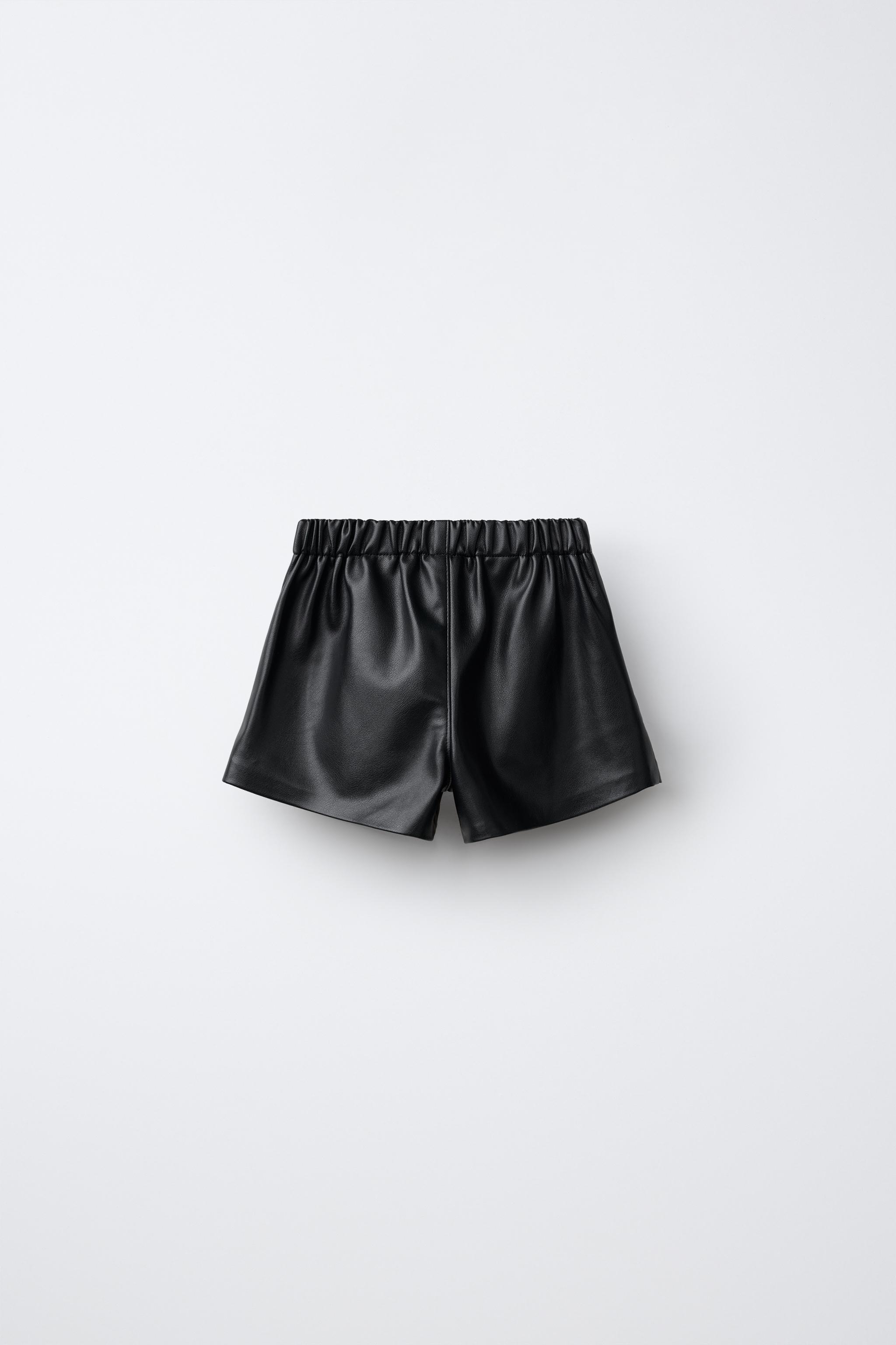 FAUX LEATHER BERMUDA SKIRT — Black