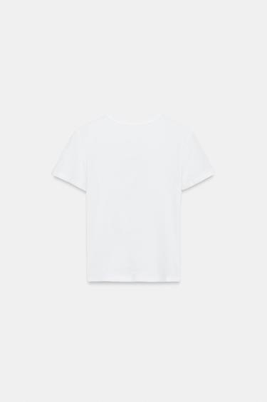 T-SHIRT MANCHES COURTES INSCRIPTION - Blanc de Zara - Image 3