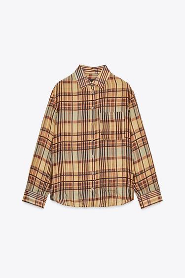 ZW COLLECTION RAMIE CHECK SHIRT - Yellow by Zara - Image 3
