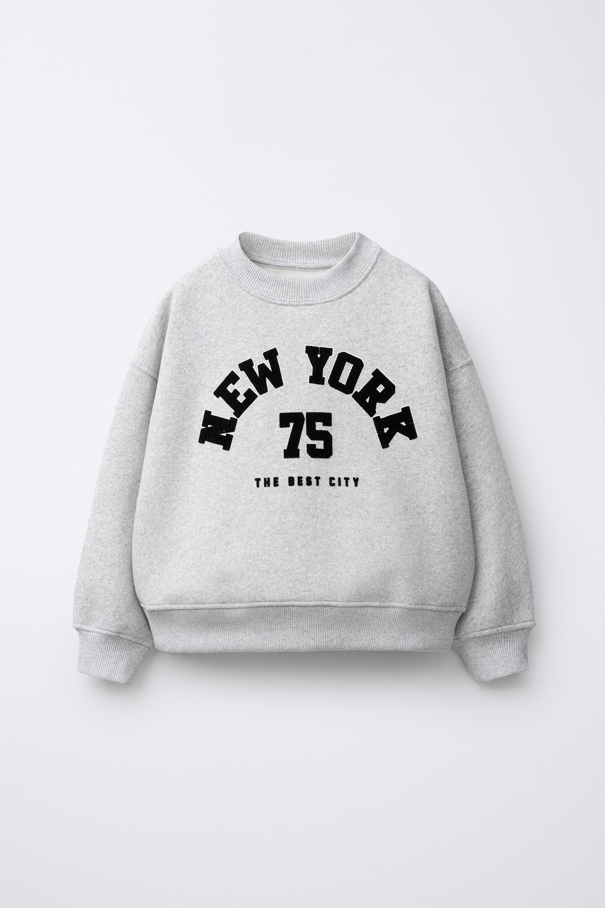 FLOCKED TEXT PRINT SWEATSHIRT