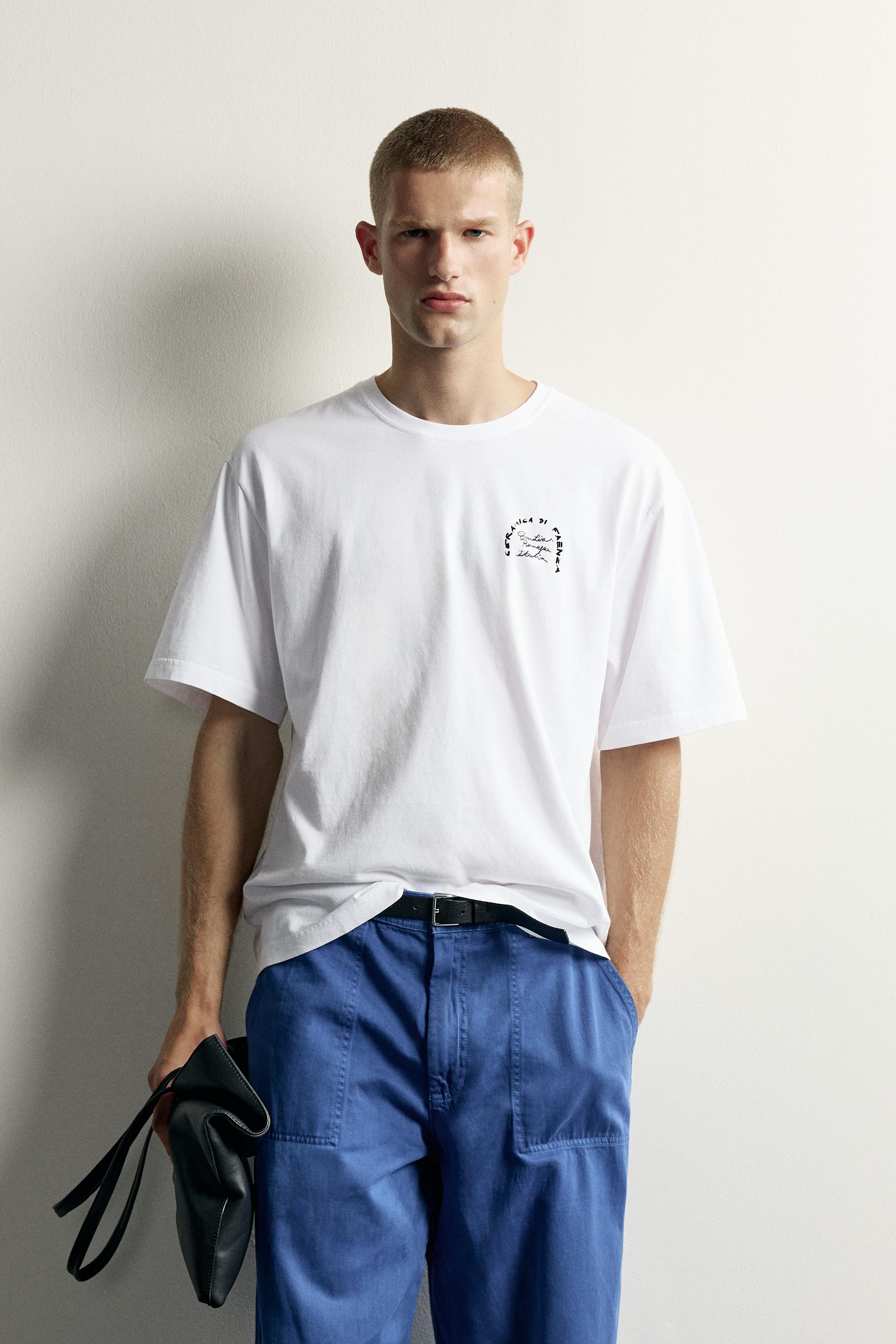 RELAXED FIT CERAMIC PRINT T-SHIRT — Ecru / Beige