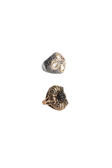 PACK 2 ANELLI COMBINATI BRILLANTINI LIMITED EDITION - Oro / Argento di Zara