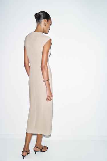 SOFT FABRIC DRESS WITH KNOT - Sand / Marl by Zara - Image 5