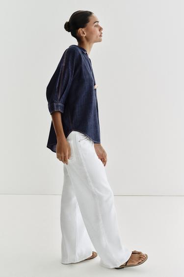 Z1975 DENIM SHIRT WITH GOLD APPLIQUÉ - Blue by Zara - Image 3