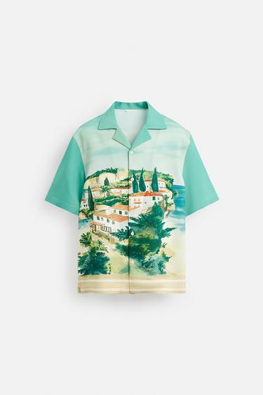 LANDSCAPE PRINT SHIRT - Green by Zara - Image 6