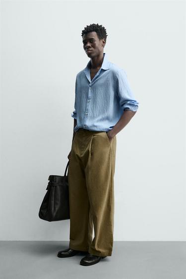 STRIPED JACQUARD SHIRT - Light blue by Zara - Image 3