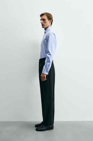 SLIM FIT SHIRT WITH CUFFLINKS - Sky blue by Zara - Image 3