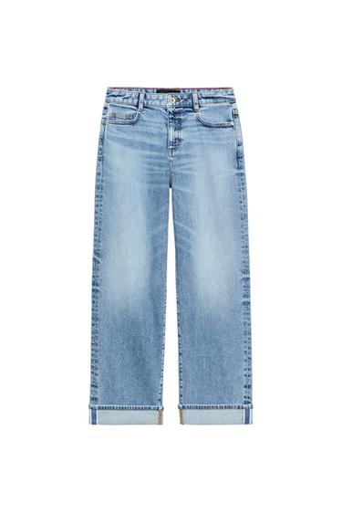 Z1975 RELAXED FIT MID-WAIST JEANS WITH CUFFED HEM - Mid-blue by Zara