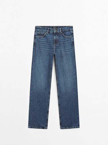 Zara Mid-rise straight-leg jeans - Mid-blue