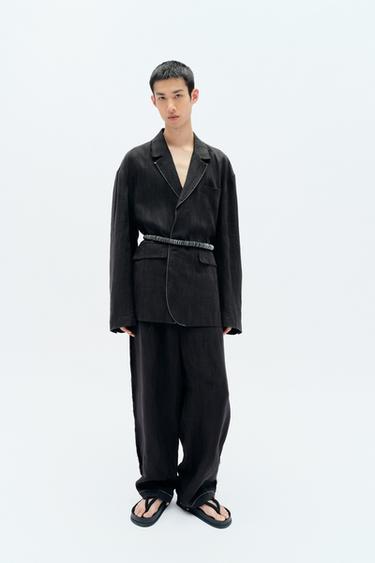 OVERSIZE LINEN JACQUARD BLAZER X FANGLU LIN - Charcoal by Zara - Image 0