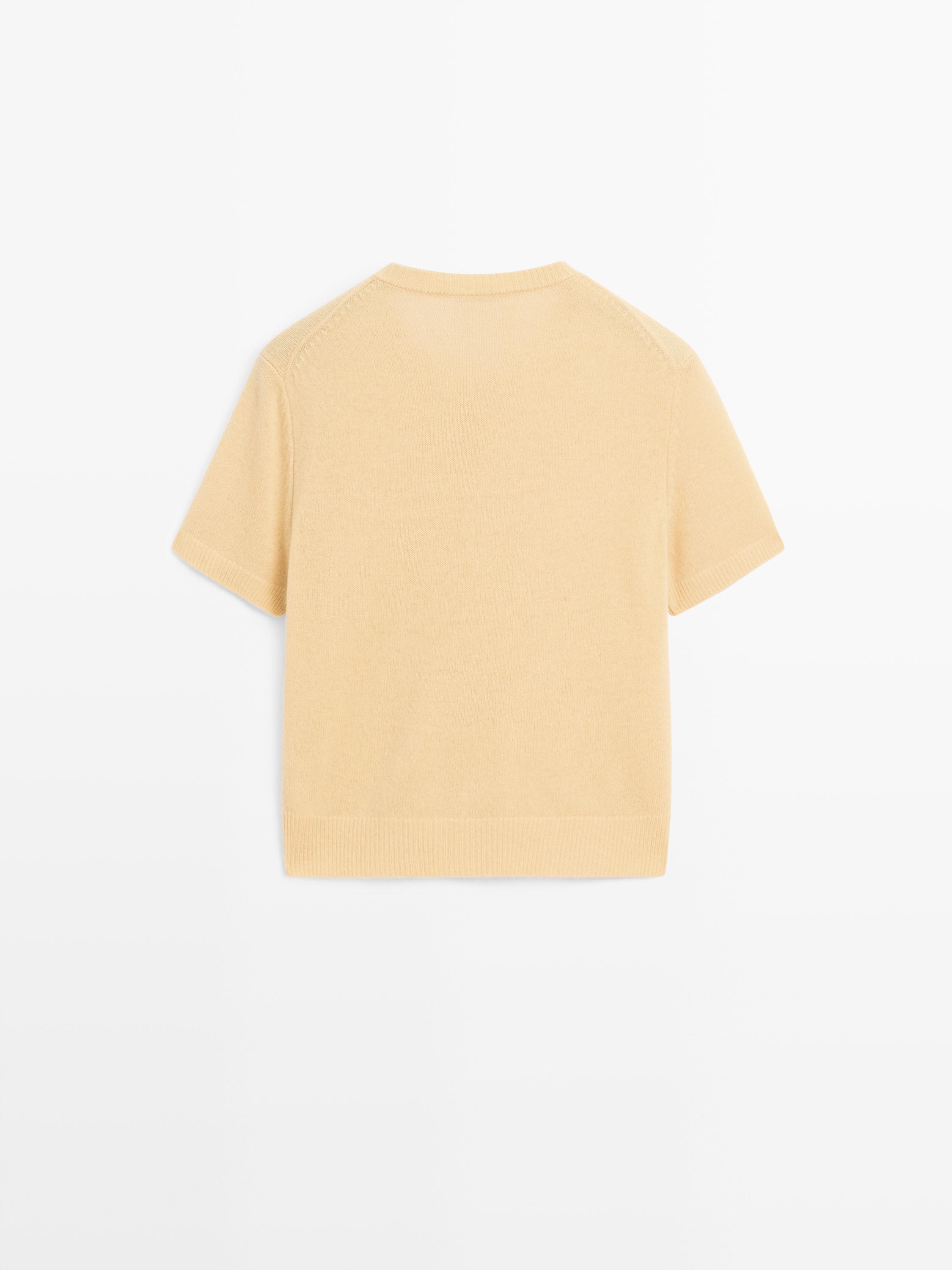 Short sleeve 100% wool knit cardigan