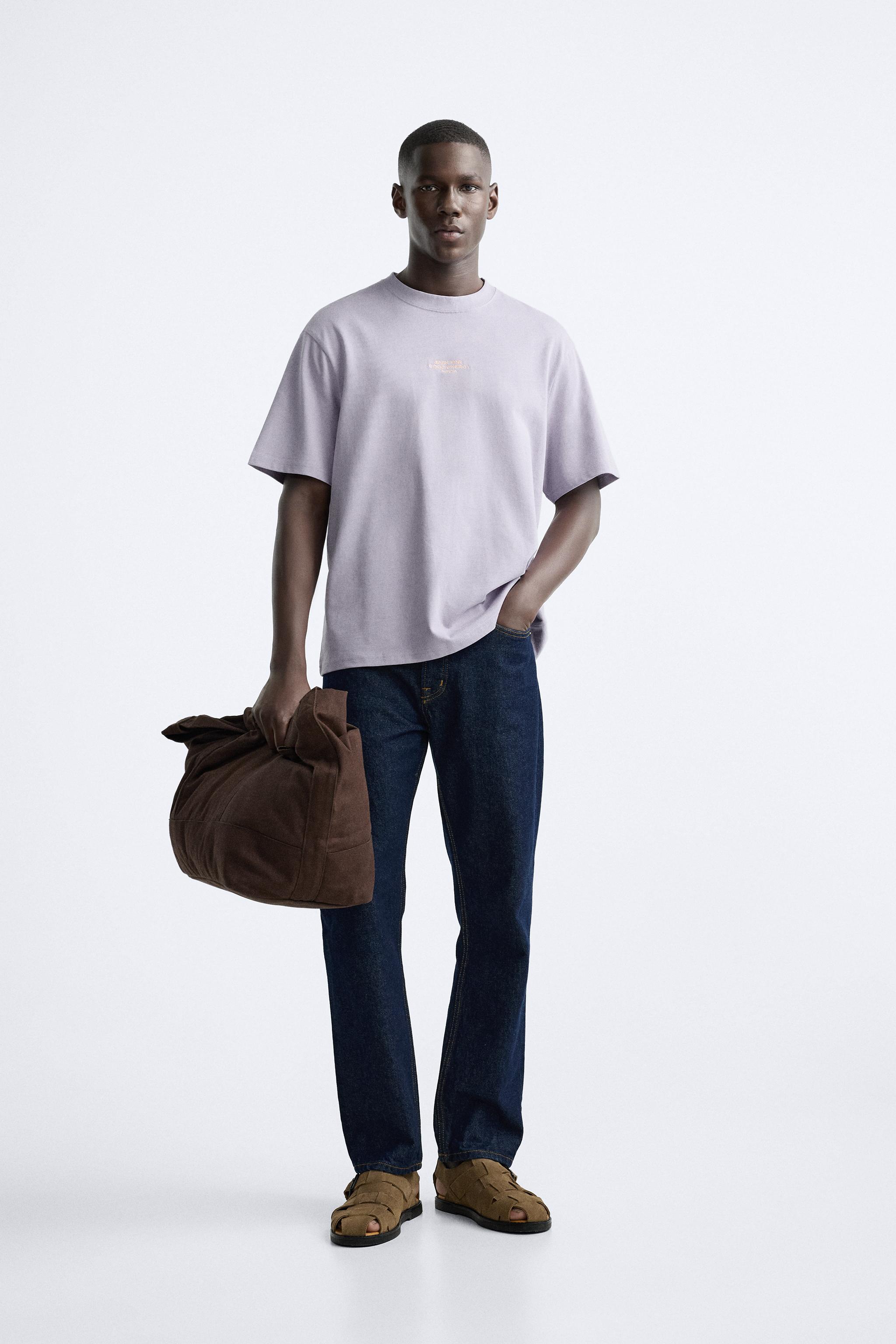 エンブロイダリーテキスト Tシャツ - オフホワイト | ZARA Japan