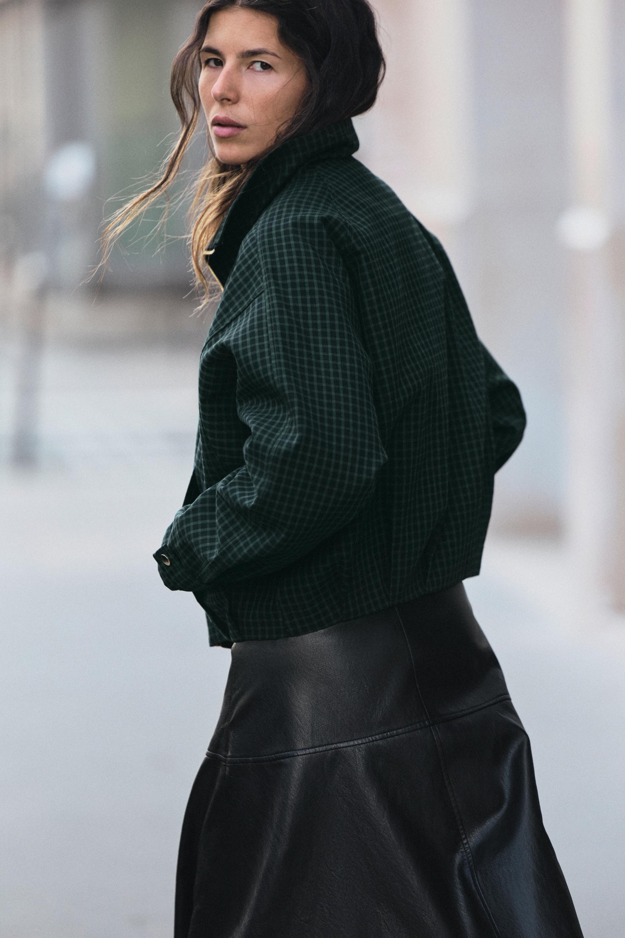 チェック柄ボンバージャケット - カーキ | ZARA Japan / 日本