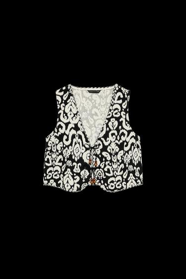 PRINTED WAISTCOAT - Black / White by Zara - Image 0