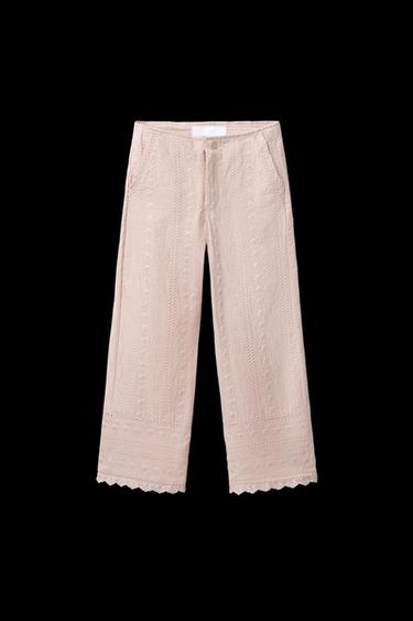 STRAIGHT-LEG EMBROIDERED TROUSERS - Pale pink von Zara - Bild 0