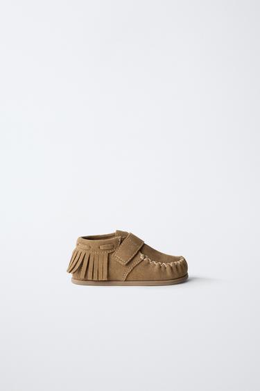 BAREFOOT FRINGED LEATHER BOOTS - Brown by Zara - Image 0