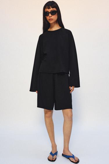 LONG SLEEVE RAGLAN T-SHIRT - Black by Zara