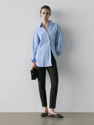 Zara Striped loose-fitting shirt - Blue - Image 0