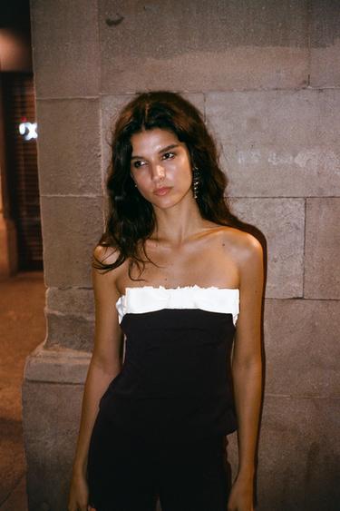 CONTRAST BOW BANDEAU TOP - Black by Zara