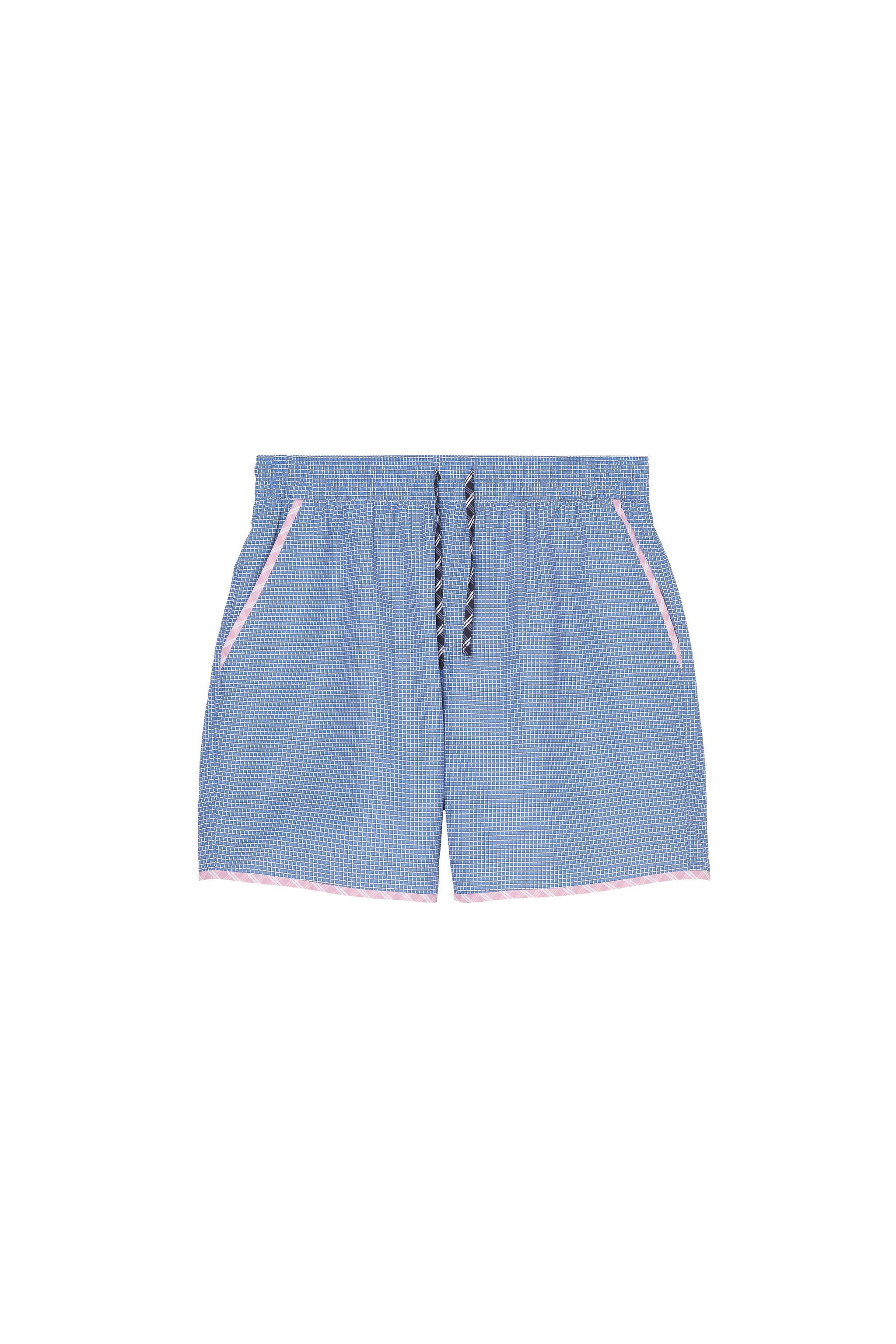LONG CONTRAST PLAID SWIMSUIT — Blue