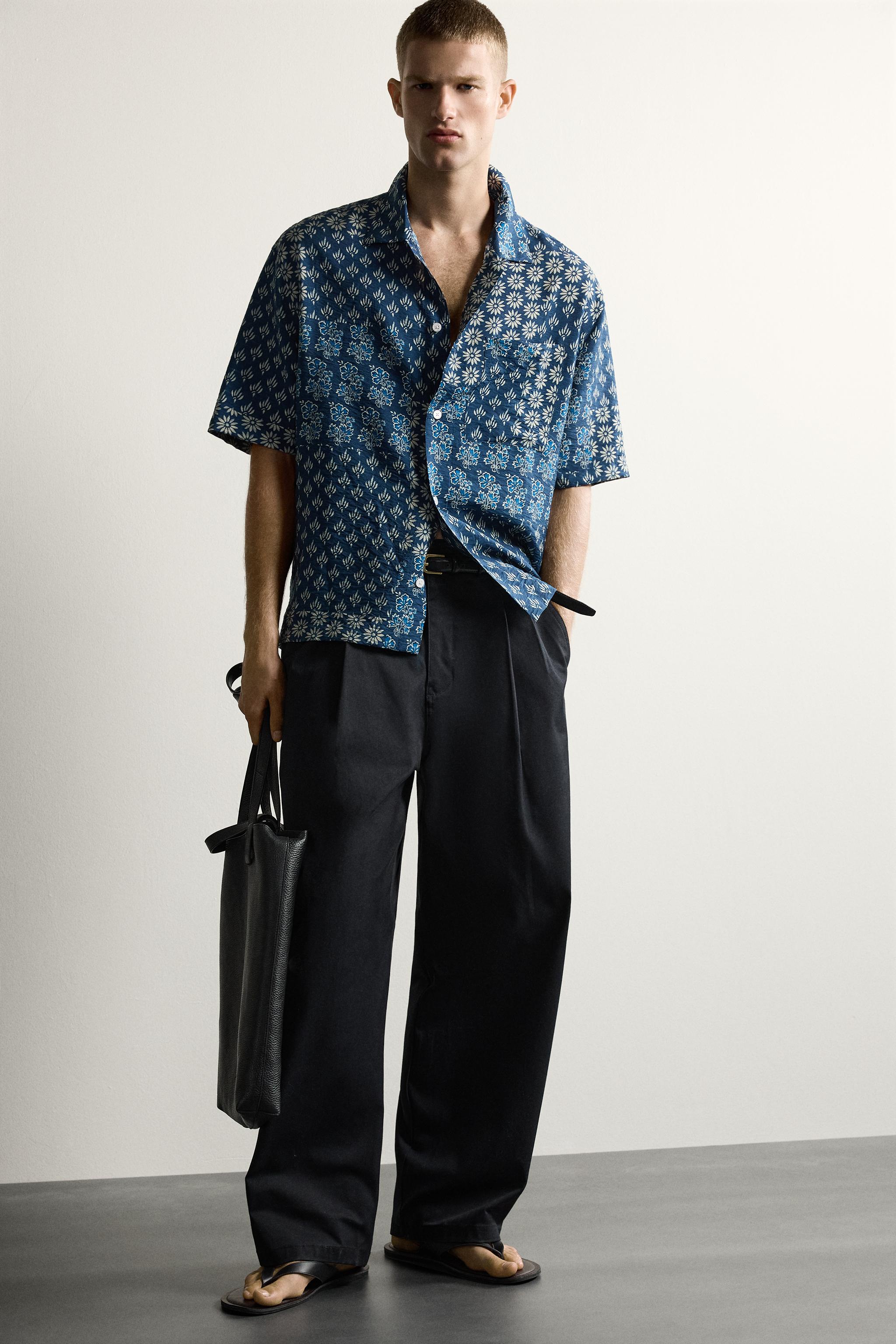 Мужские рубашки Zara PATCHWORK PRINT RELAXED FIT SHIRT — фото 7