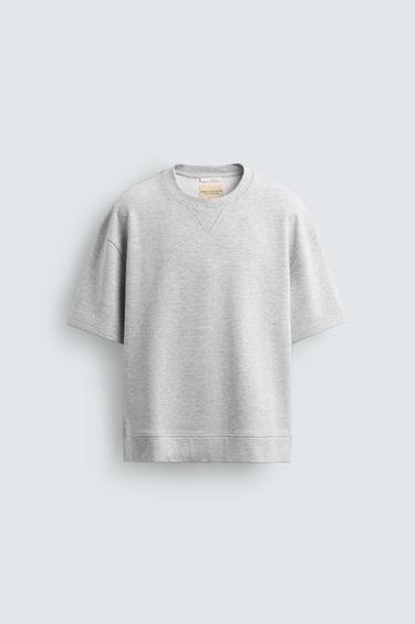 SWEAT COL ROND COUPE AMPLE - Gris chiné de Zara