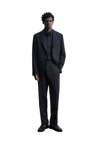100% WOOL SUIT TROUSERS - Navy blue by Zara