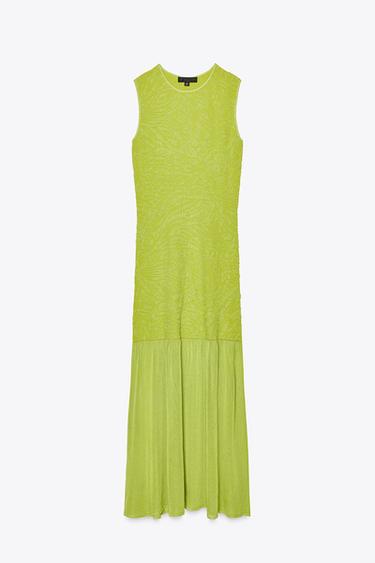 COMBINED KNIT DRESS - Lime by Zara - Image 3