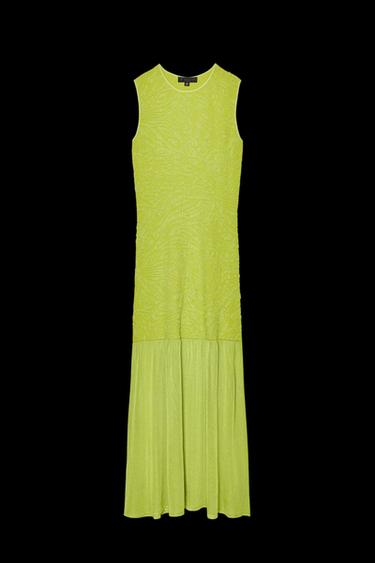 Zara COMBINATION KNIT DRESS - Lime green - Image 0