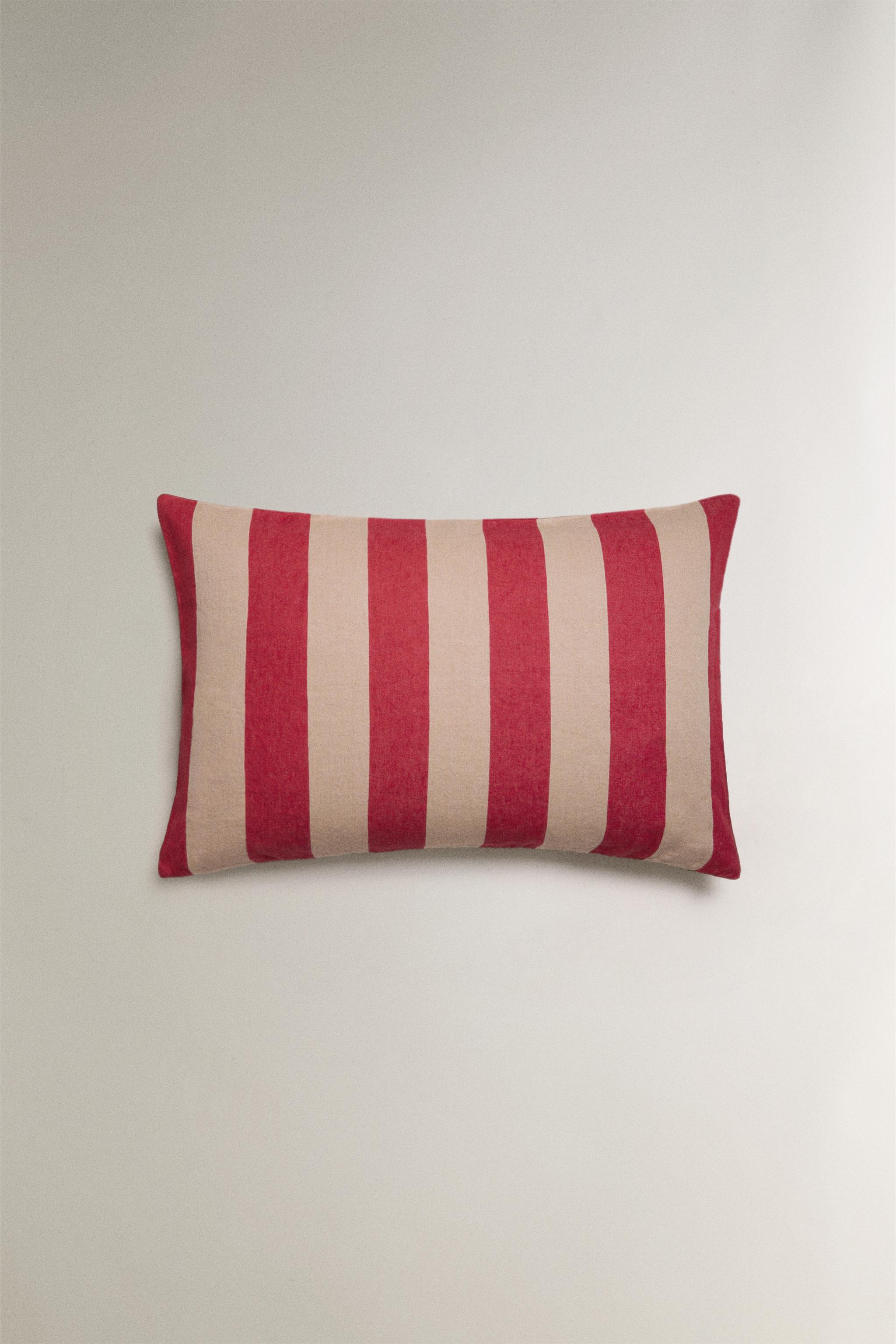STRIPED LINEN THROW PILLOW COVER | KATHARINE POLE — Red