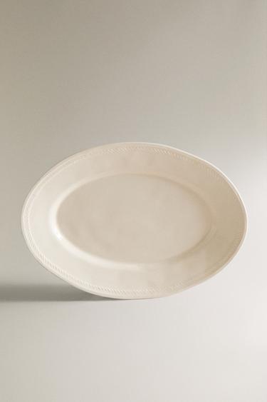 CHAIN EARTHENWARE SERVING DISH - White by Zara - Image 0