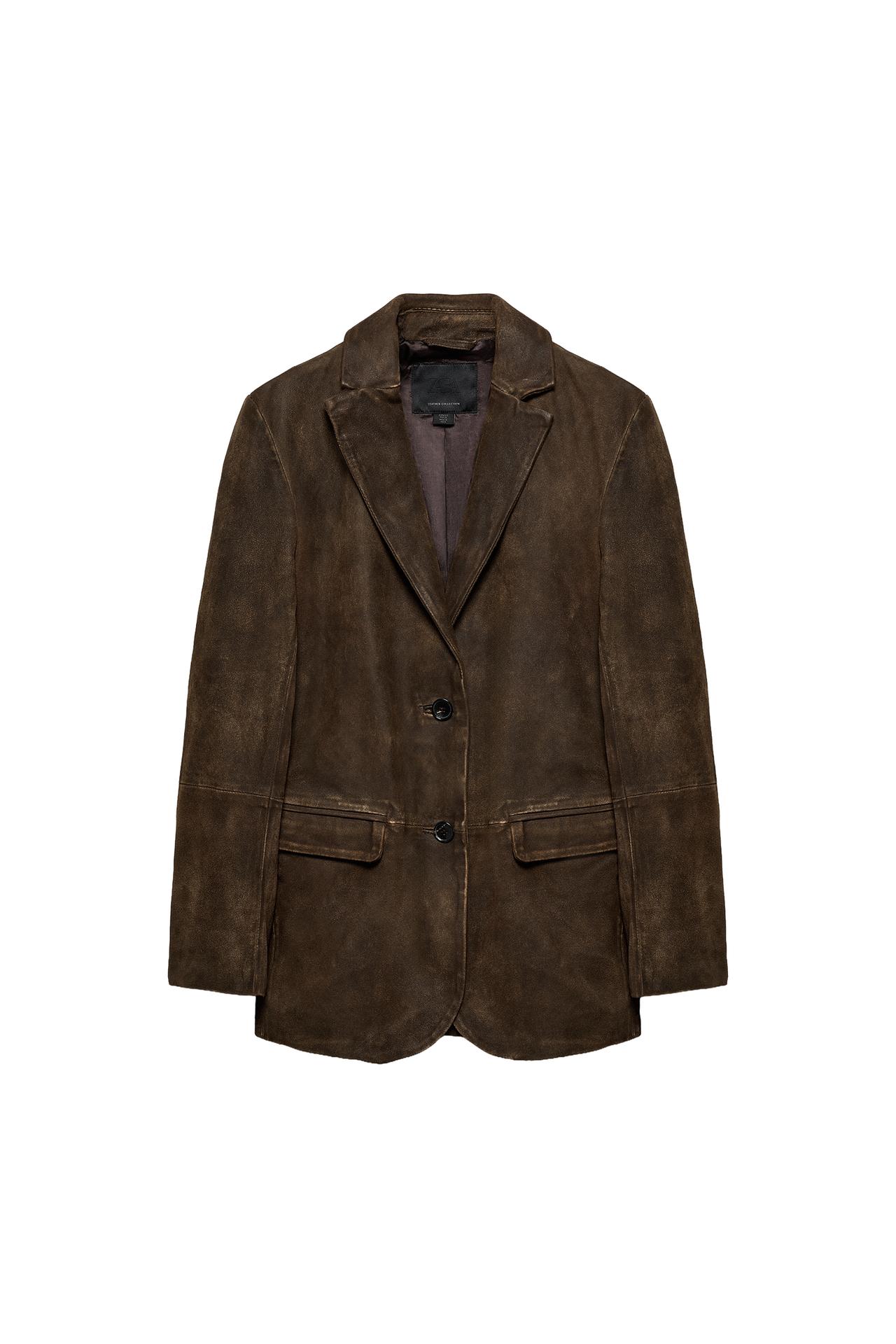 100% Suede Leather Blazer Zw Collection Limited Edition