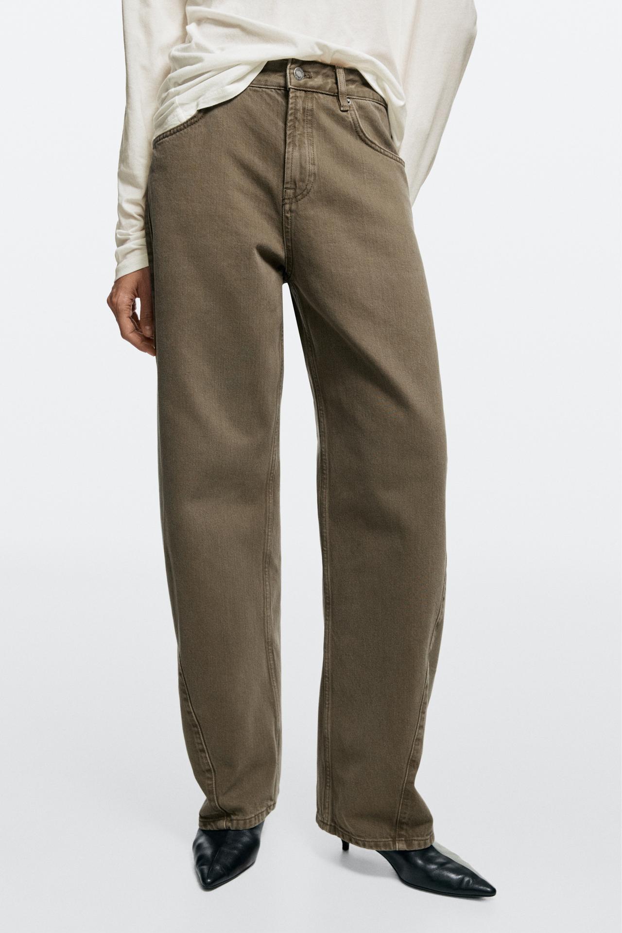 Mid-waist barrel fit jeans — Black gold