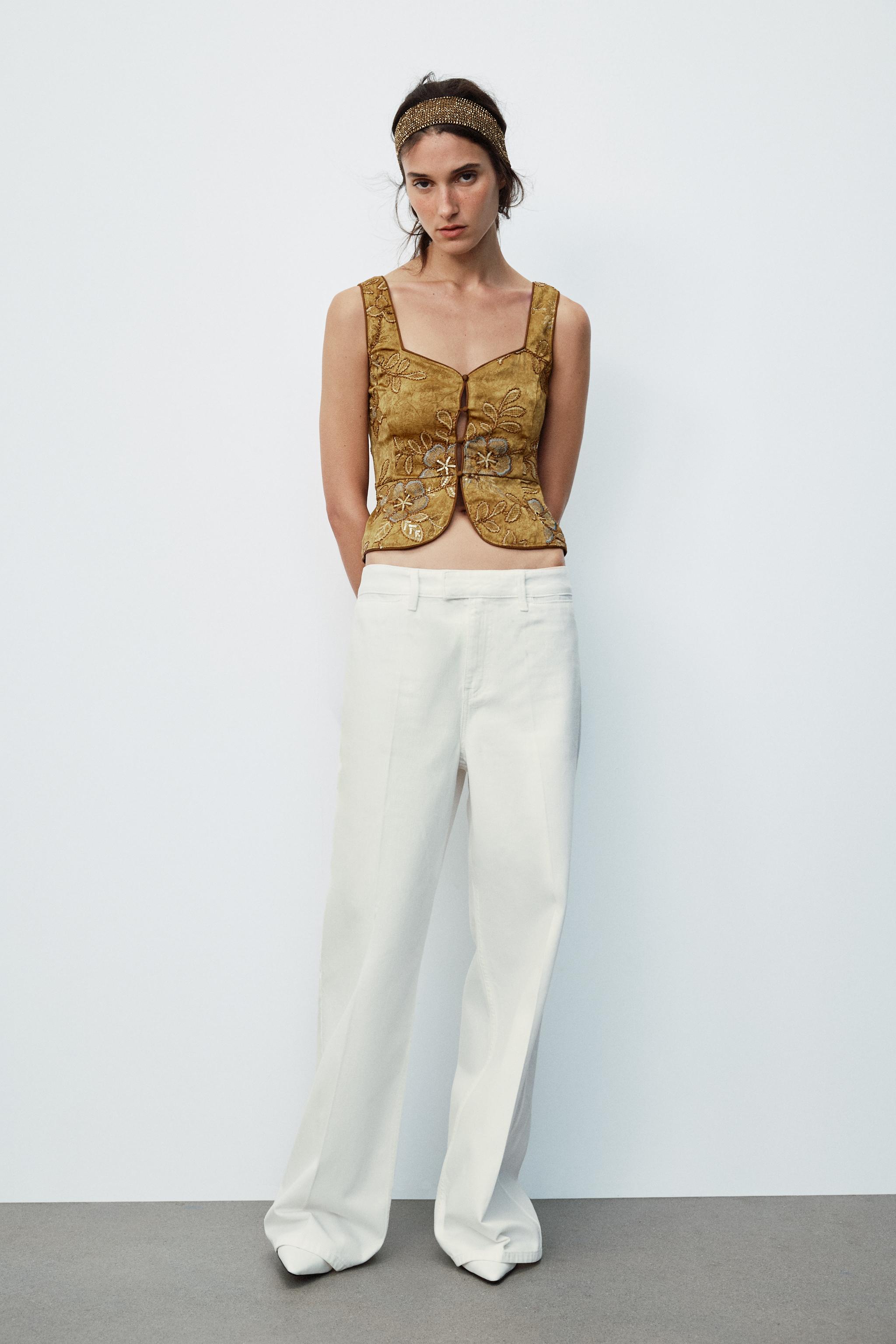 Zara Boncuk İşlemeli Yelek Top
