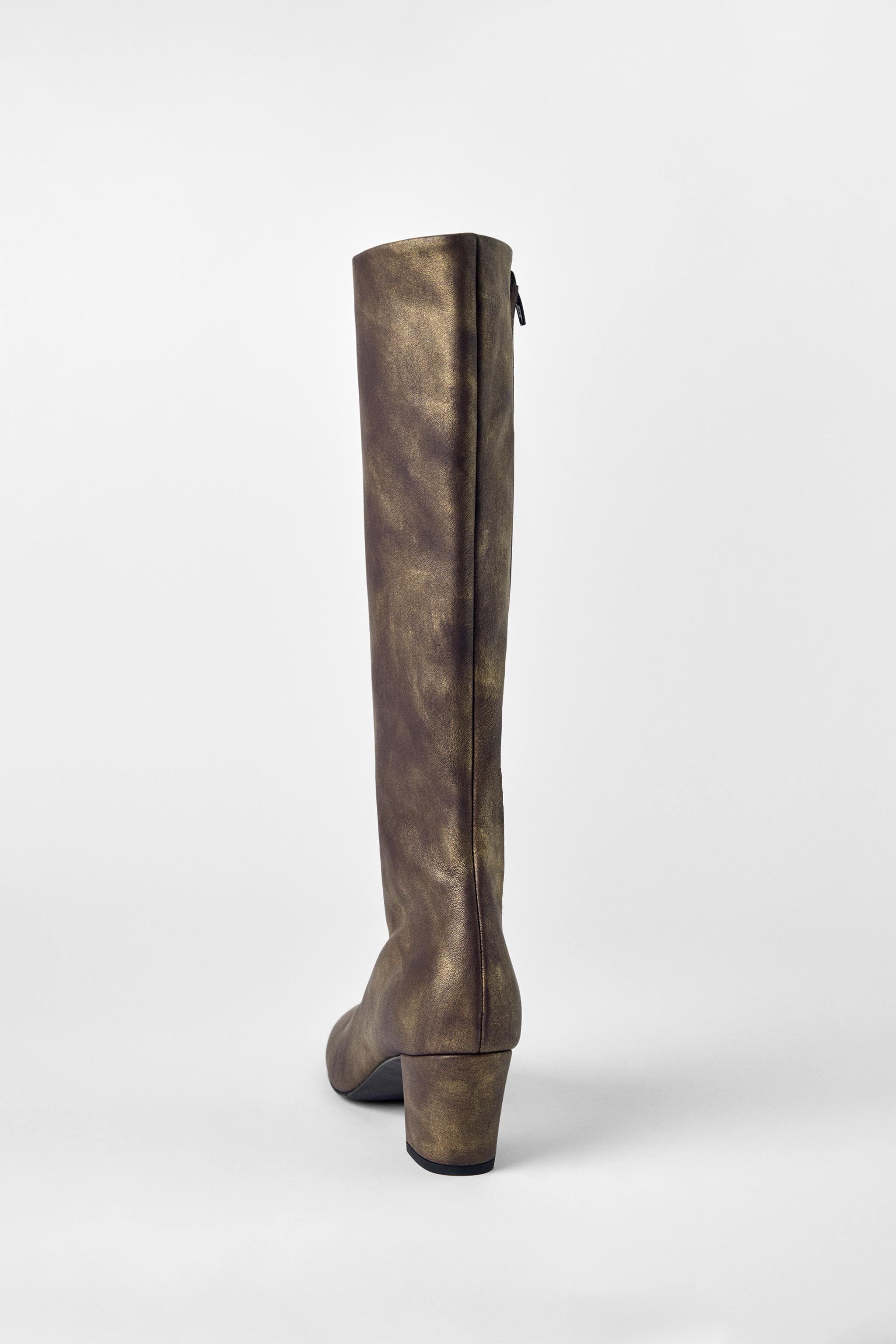 レザーヒールブーツ KATE MOSS X ZARA 1012/610 LEATHER LACE-UP BOOTS KATE MOSS X ZARA - Black | ZARA United