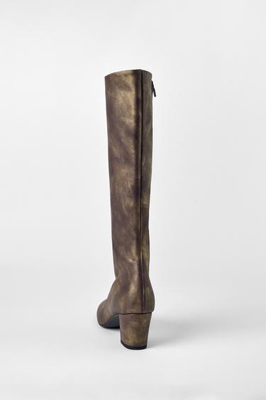BOTTES À TALONS EN CUIR KATE MOSS X ZARA - Marron de Zara - Image 3