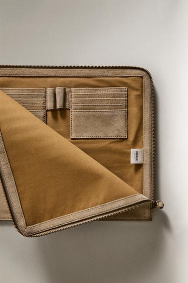 SUEDE DOCUMENT FOLDER - Ecru / Red by Zara - Image 2
