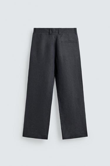 PANTALON 100% LIN À PLIS - Indigo de Zara - Image 7