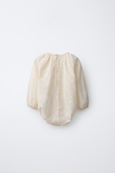 EMBROIDERED ROMPER — Ecru 2