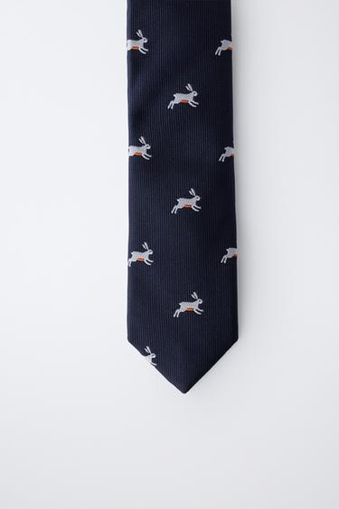 CRAVATE À IMPRIMÉ ANIMALIER - Bleu de Zara - Image 2