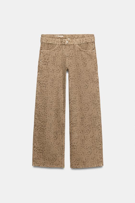 TRF MID-WAIST ANIMAL PRINT PLEATED JEANS - only one by Zara - Image 0