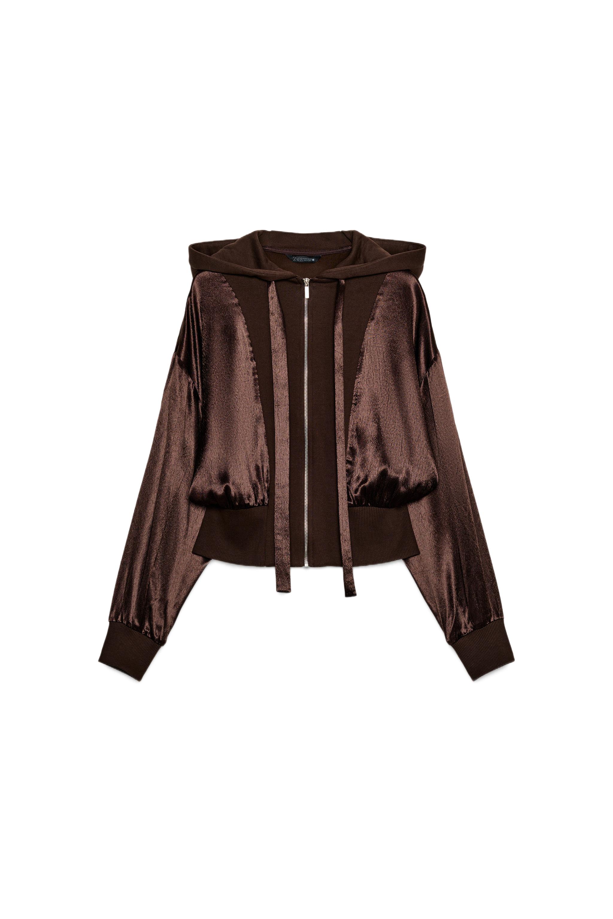 CAMISA COMBINADA SATINADA CAPUCHA - Marrón | ZARA Chile