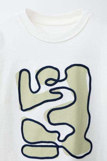 T-SHIRT BRODÉ FORMES - Blanc de Zara - Image 2