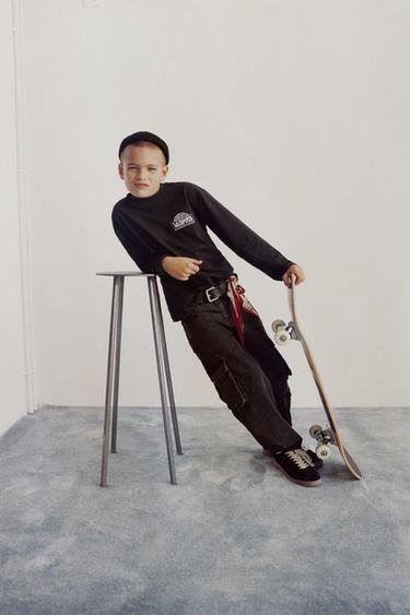 Zara 標誌印花 T 恤 - 黑色