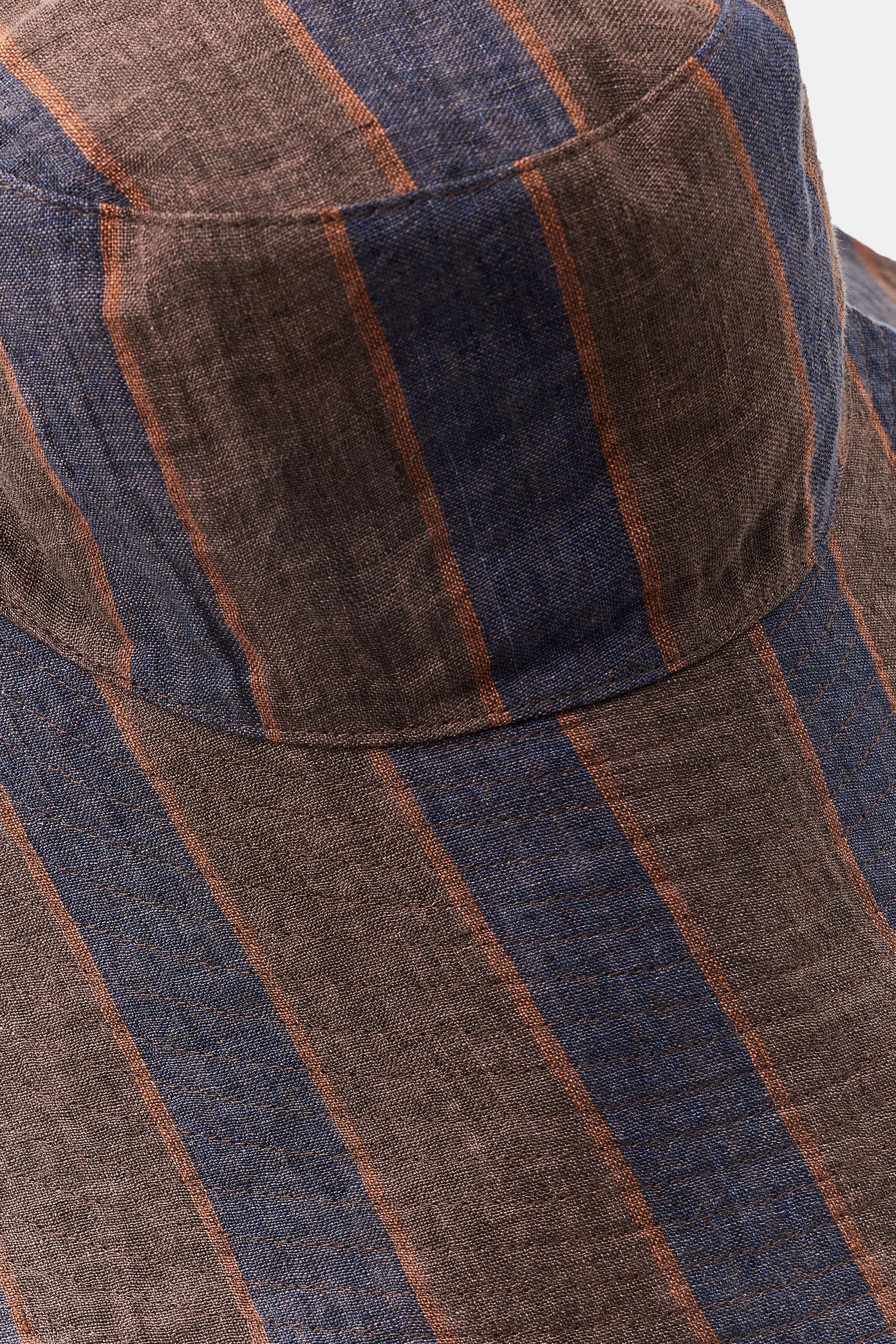 REVERSIBLE 100% LINEN STRIPED HAT