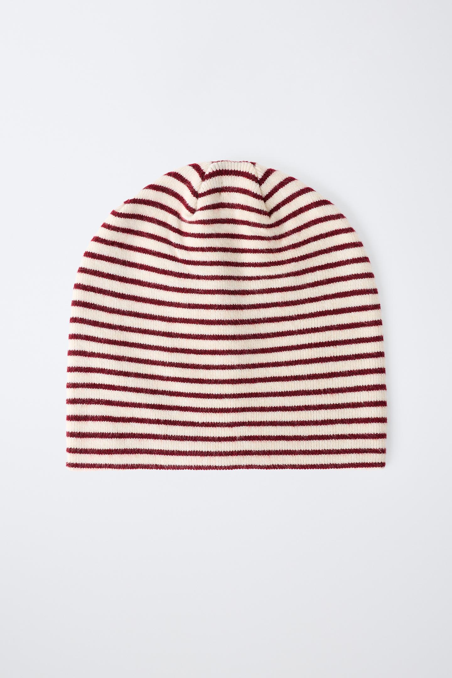 Детская шапка Zara Striped Knit Beanie, цвет: Экрю — фото 4