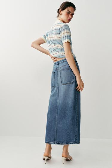 Z1975 WRAP DENIM SKIRT - Mid-blue by Zara