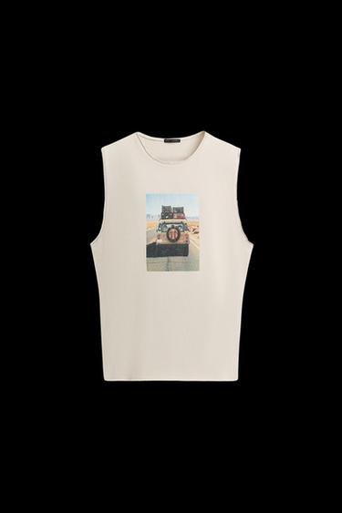 CAMISETA TANK PUNTO ESTAMPADO - Arena claro de Zara