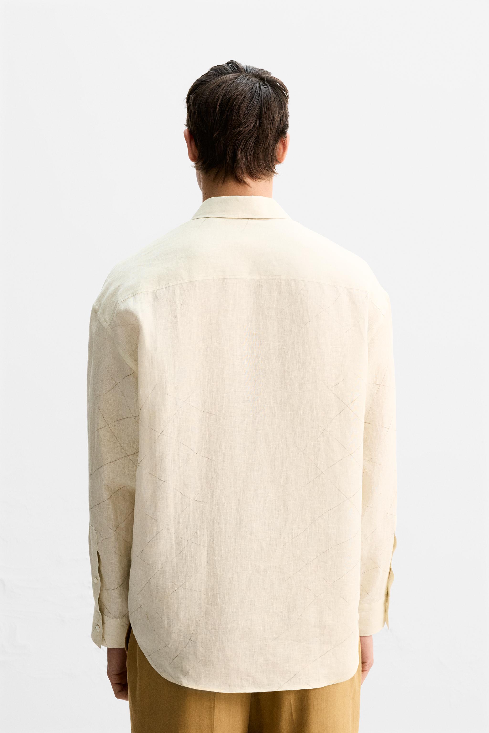 LIMITED EDITION 100% LINEN ABSTRACT PRINT SHIRT