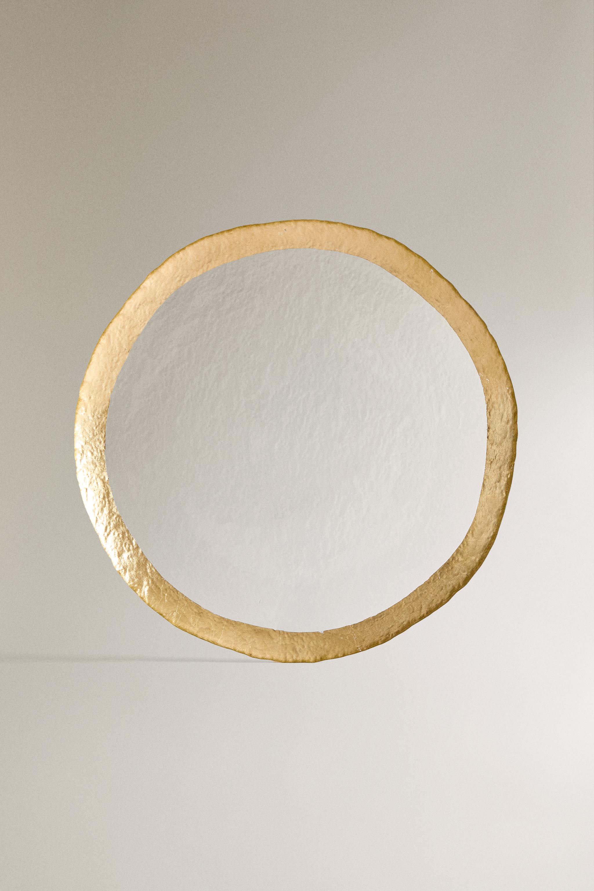 GLASS SERVICE PLATE WITH RIM — Gold